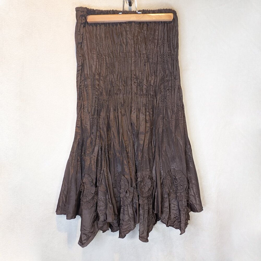Brown Bellissima long crinkle ornate skirt Size M